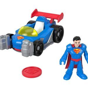 NEW Imaginext Superfriends Metal Force Superman 3'' Figure With Supermobile